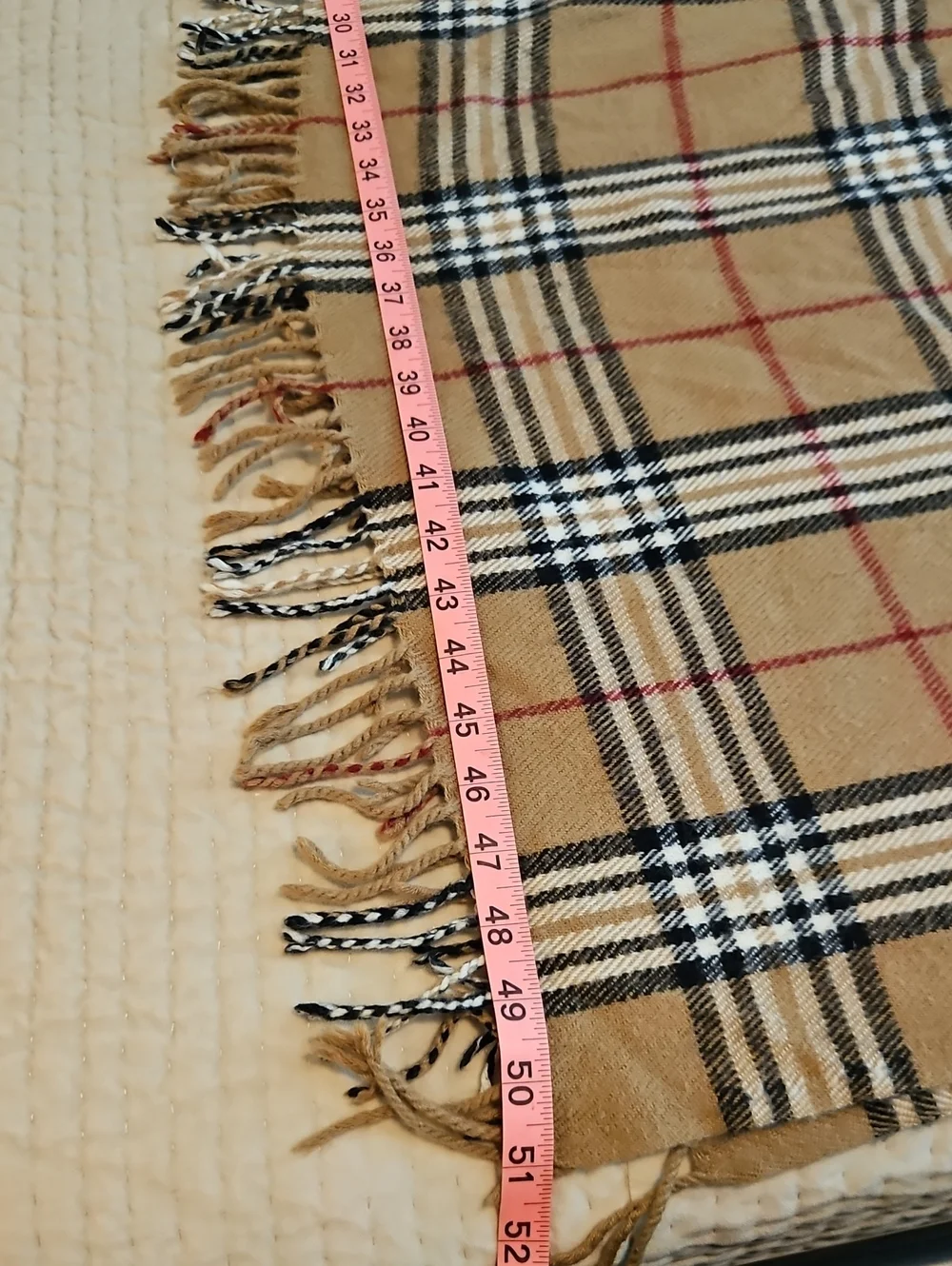 Heritage Plaid Fringe Ruana Shawl Tan Black Red White One Size